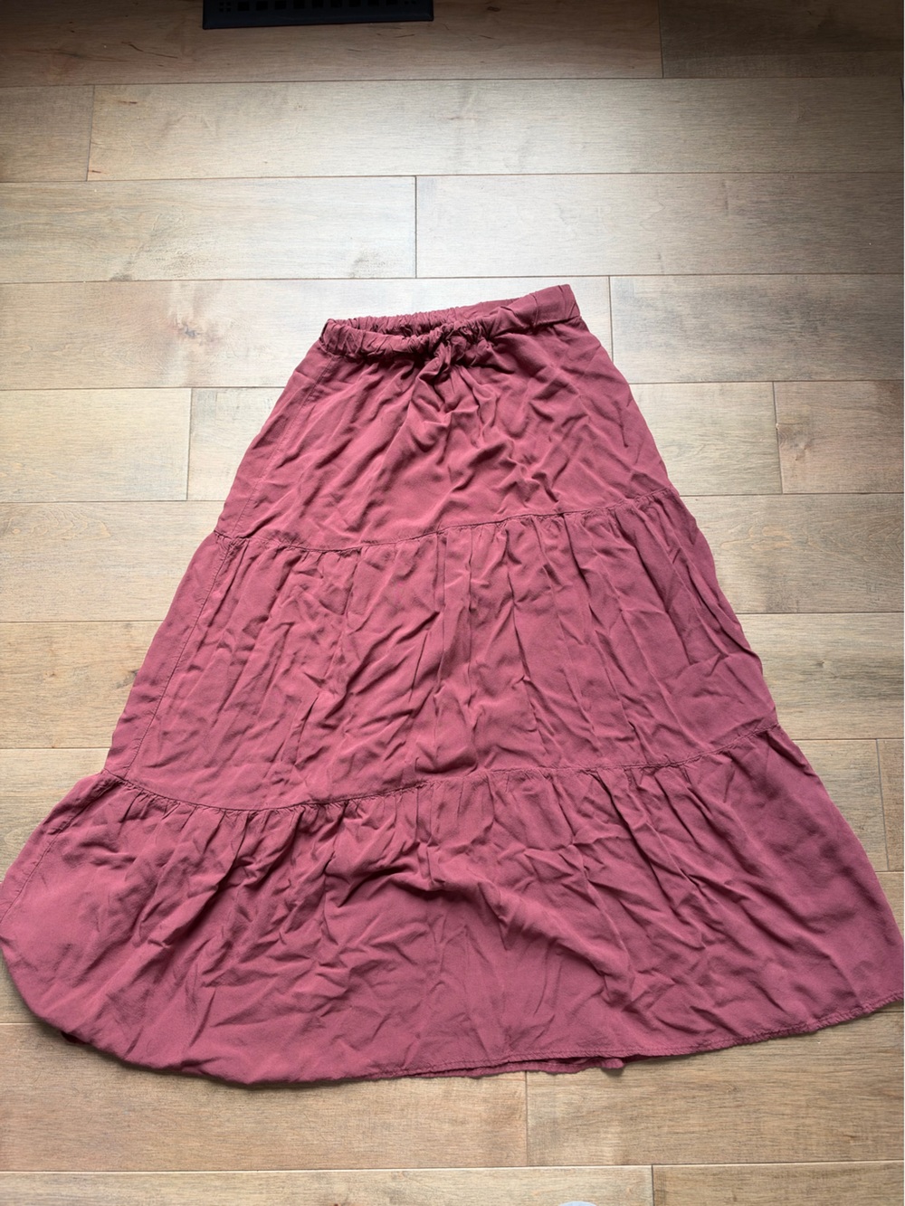 shosho Dusty Rose Tiered Maxi Skirt